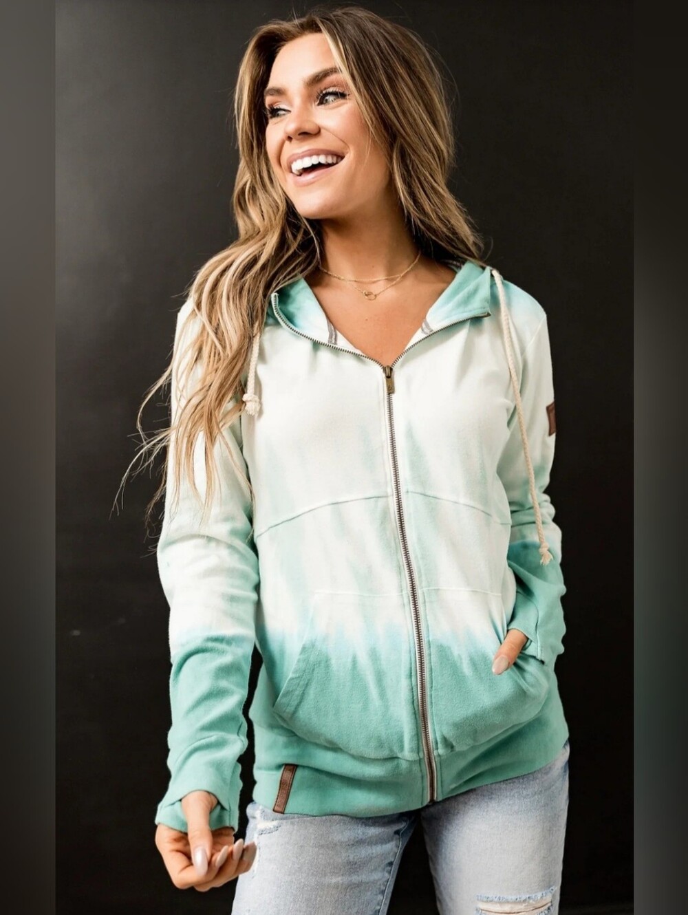 Ampersand Blue Horizon Full Zip Hoodie, Size Medium